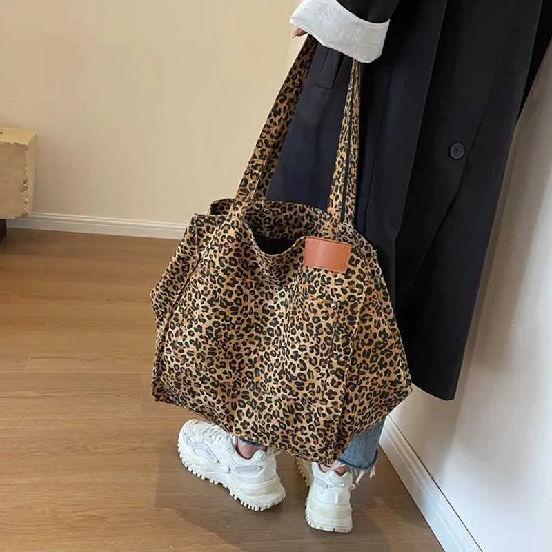 Handtasche mit Leopardenmuster, Retro-Canvas, große Kapazität, Einkaufstasche Y241026_voghion.com