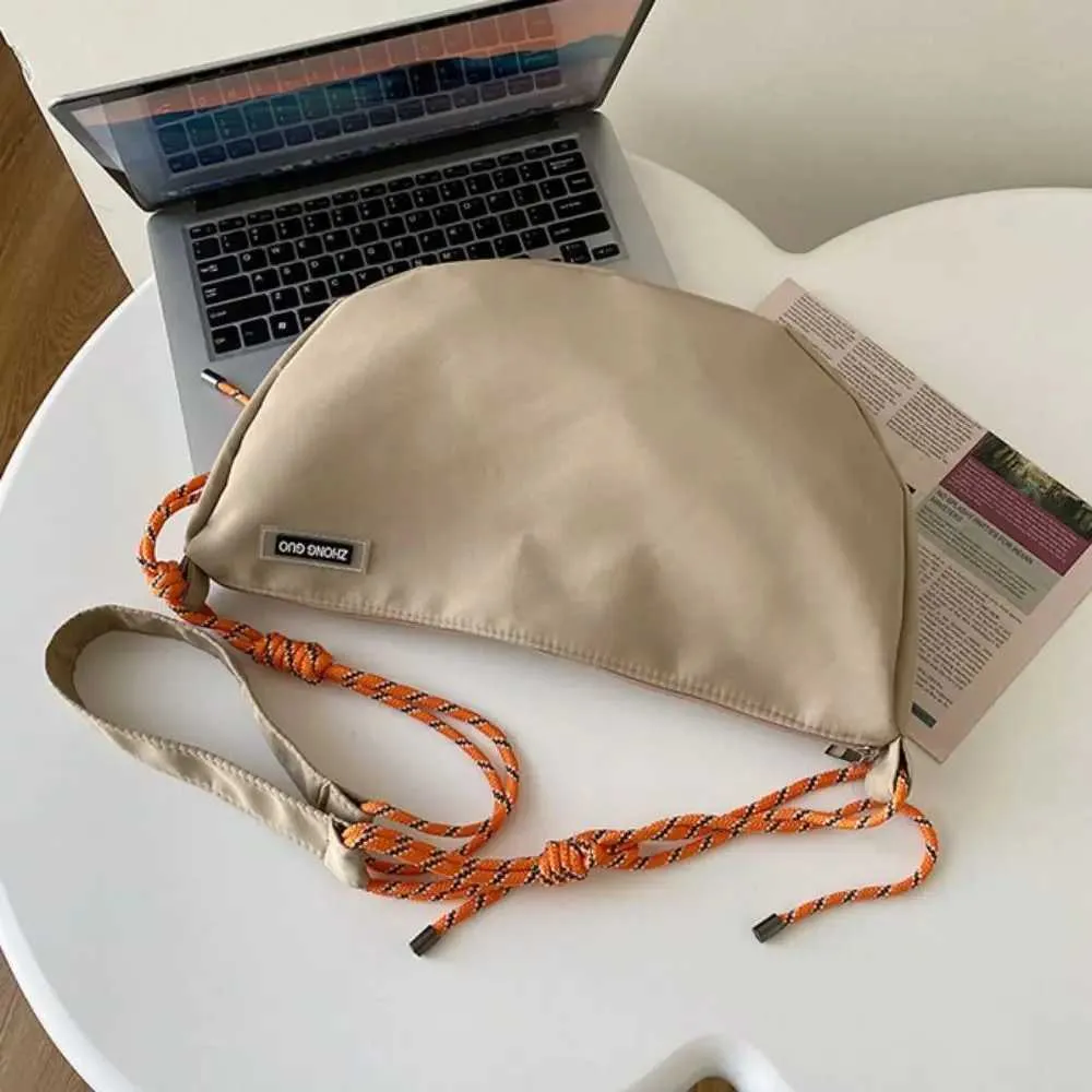 Half-moon Nylon Crossbody Bag Large Capacity Shoulder Bag Solid_voghion.com