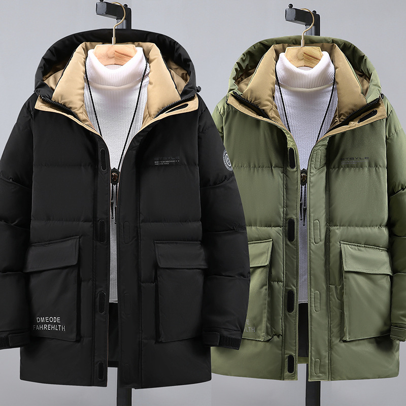​Schwerer Winterparka für große und schwere Männer – Verdickte Polyester-Kapuzenjacke mit Reißverschluss, Übergröße bis 11XL (Schwarz/Grün)​