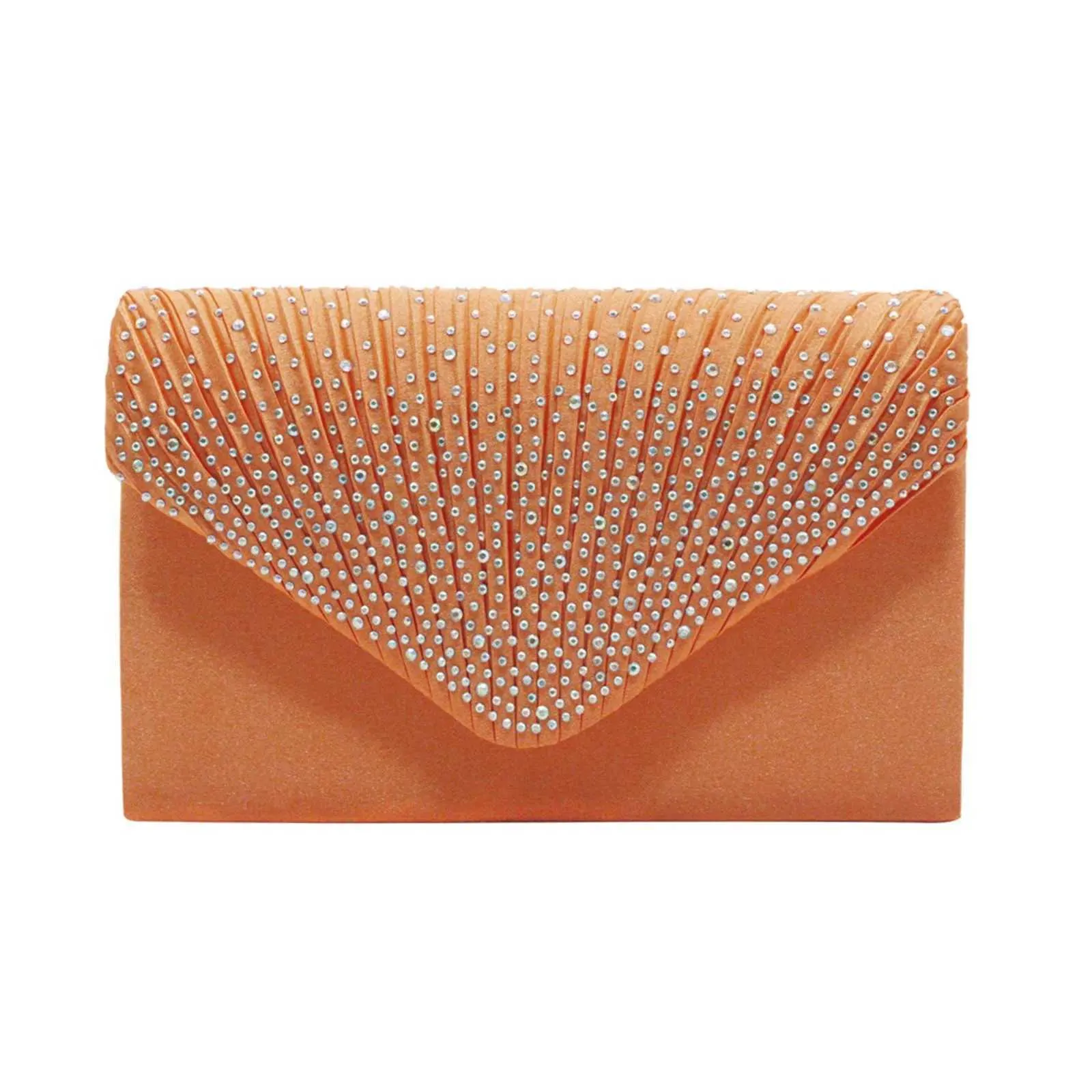 Modische und elegante Clutch für Damen aus Satin mit rhinestone-verzierter Schulterpartie, dünne Kette, passend zu Party- und Bankettkleidern, Abendtasche_voghion.com
