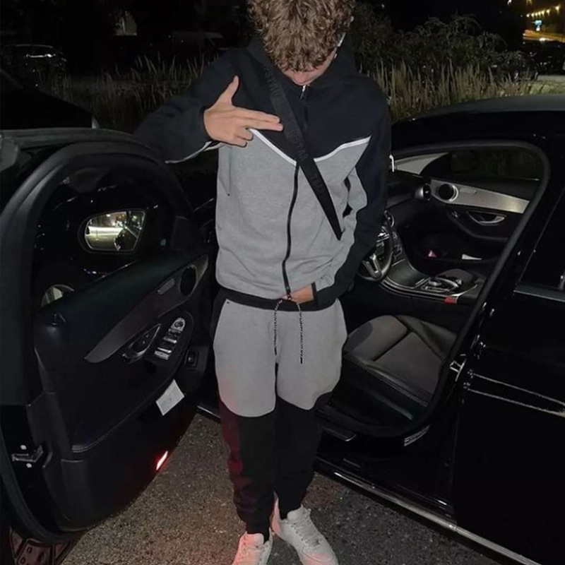 Heren hoodie mode casual sport rits jas broek set_voghion.com