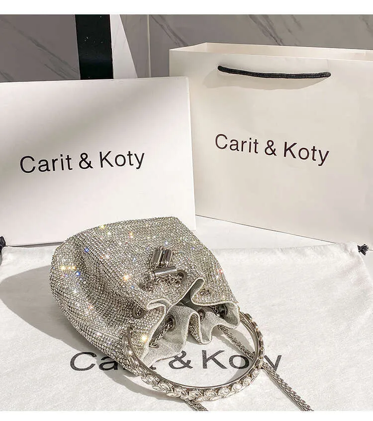 Rhies Dia Evening Clutch Designer Metal Ring Borsa da donna Borsa da sposa Borsa a secchiello Borsa a tracolla_voghion.com