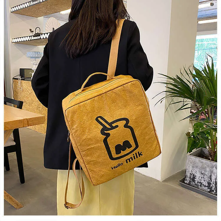 Waterproof Pu Leather Women's Backpack Square Shoulder Bag Retro_voghion.com