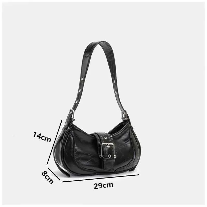 Sacs à main tendance Y2K pour femmes, sacoches à bandoulière en cuir PU noir, sacoches sous les bras, portefeuilles, de haute qualité_voghion.com
