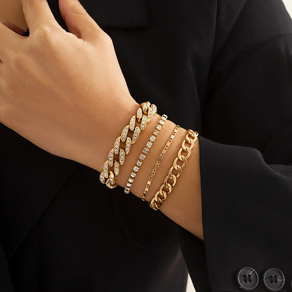 Multilayer Rhinestone Bracelet Set For Women Adjustable Crystal Charm_voghion.com