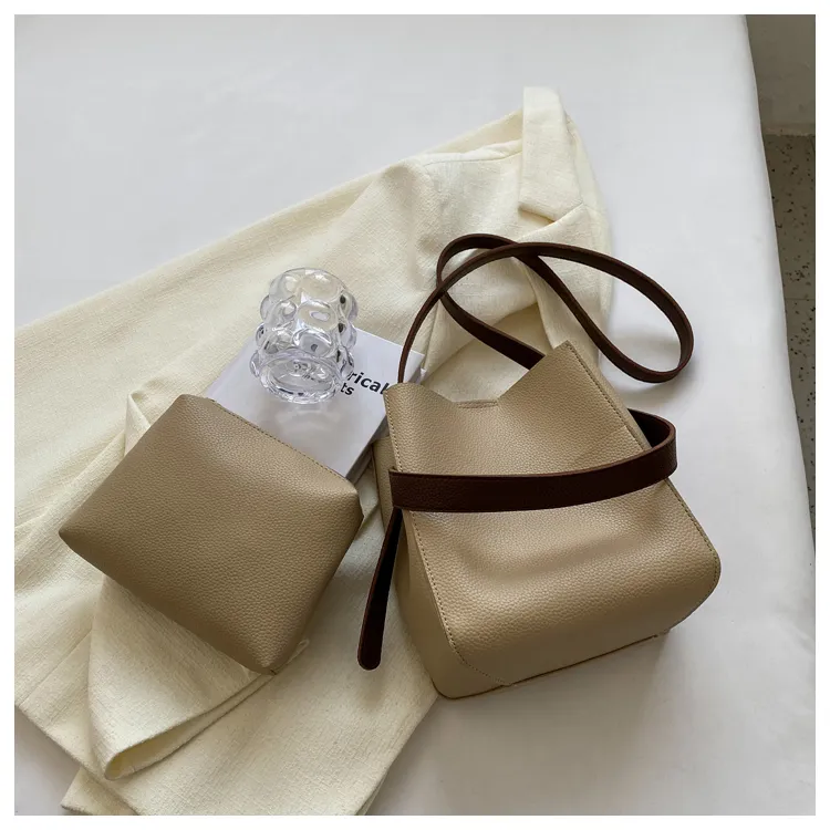 Serata Bas Sinle Spalla Crossbody Ba Donna Colore Puro Moda Desiner PU Composito Secchiello Signore Casual_voghion.com