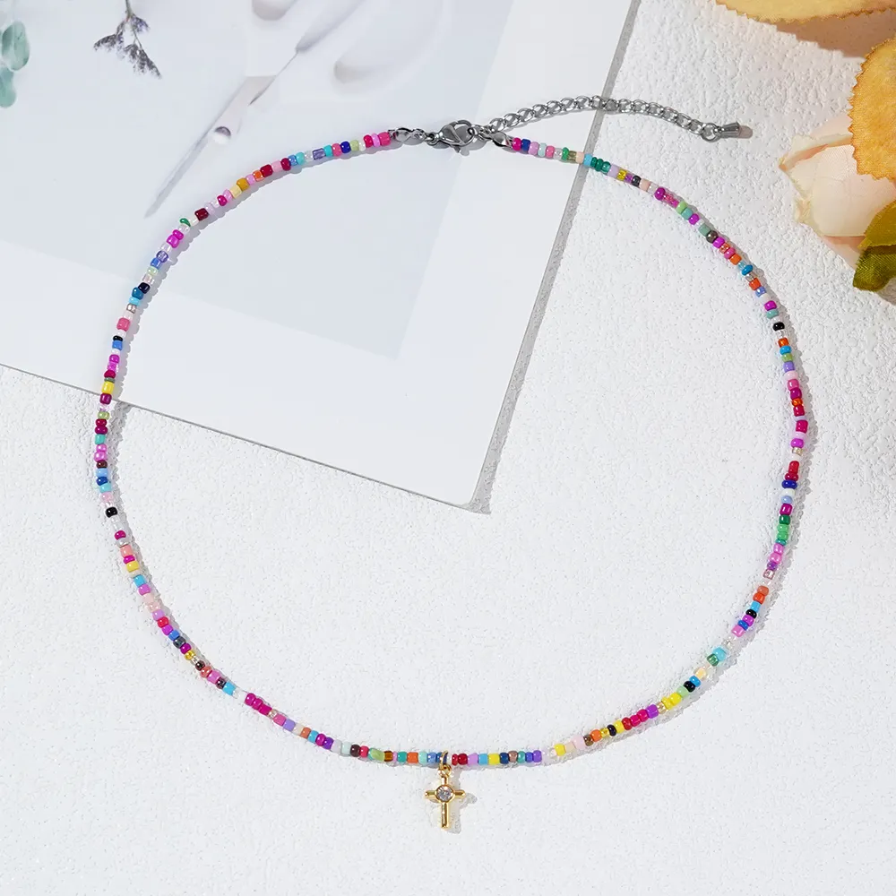 Kæder Go2boho Boho Minimalistisk Håndlavet Tilbehør Design Kors Vedhæng Perlehalskæder Til Kvinder Mænd Sommer Strand_voghion.com