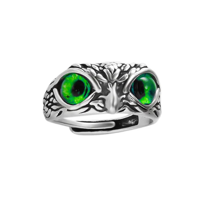 Rtro Eulenringe Mn Womn Beliebtes einfaches Design Tiermärchen Sir Color Wdding Banqut Ring Jwlry Geschenk_voghion.com