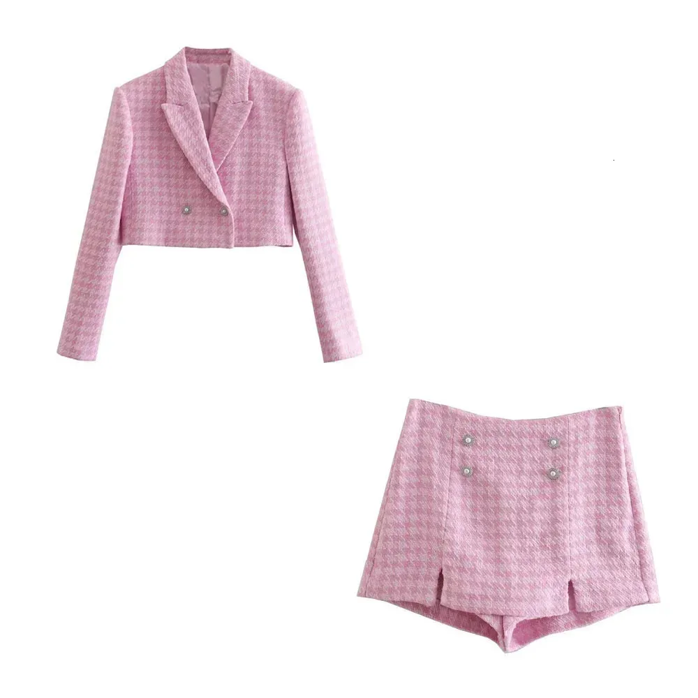 Two Piece Pink Mini Dress Designer Klacwaya Tweed Set 2-piece Fashionable Jacket Womens Shorts_voghion.com