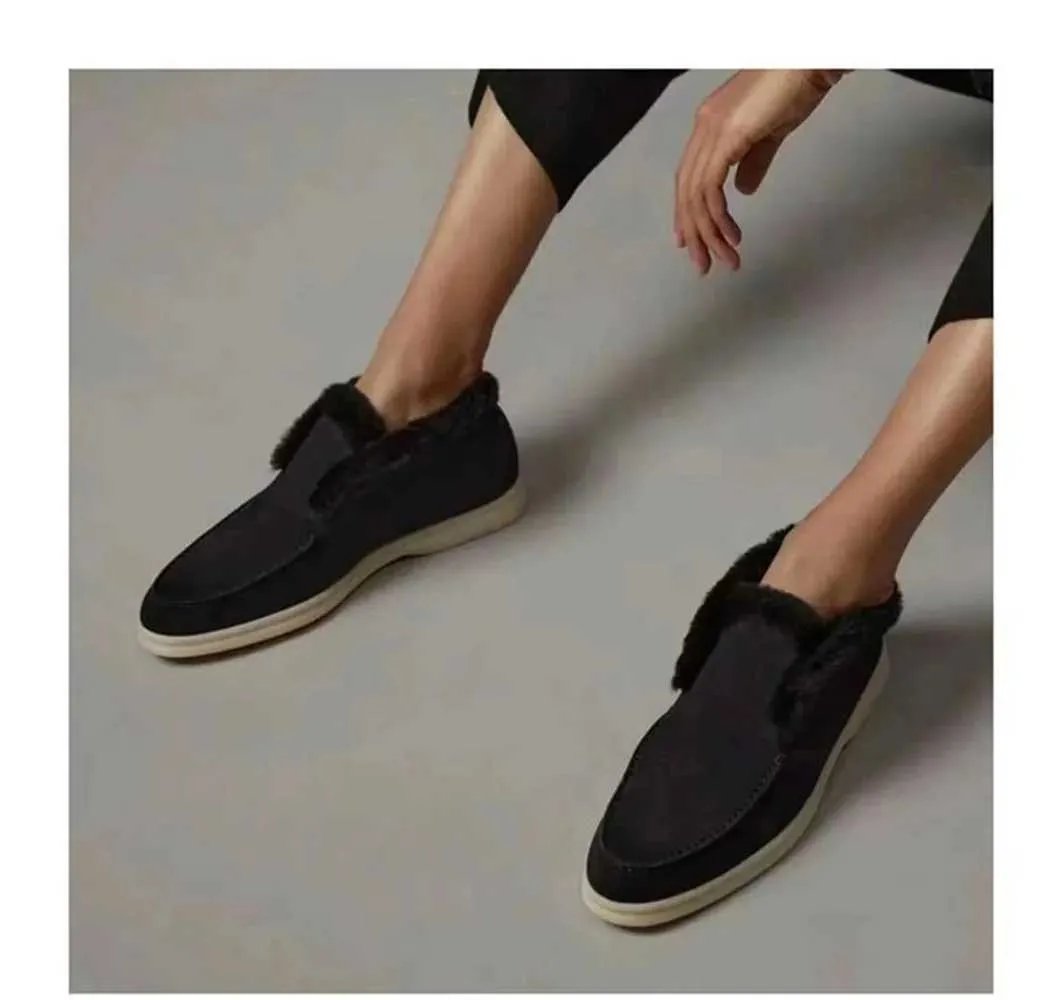 Casual Winter Short Snow Boots for Women Natural Wool Fur Loafers Cow Suede Warm Flat Shoes L * P z241106_voghion.com