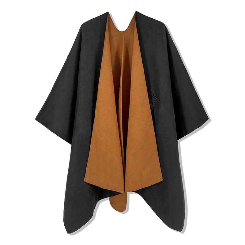 Sciarpe da donna, poncho, scialle caldo invernale, double face, sciarpa spessa da donna, mantello in cashmere e pashmina_voghion.com