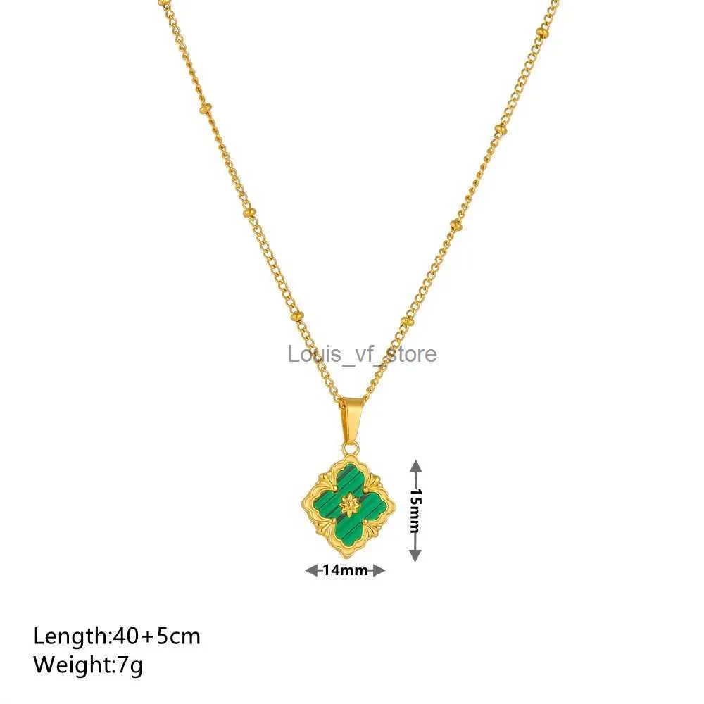 Pendant Necklaces Vintage 4 Leaf Flower Jewelry Set for Women Gift Fashion Stainless Steel Four Clover Charm Bracelet_voghion.com