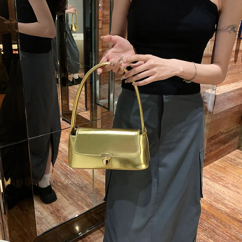 Handtassen voor dames, eenvoudige handtassen met handvat, Franse tote, elegante glanzende oksel, schoudertas van PU-leer voor dames_voghion.com