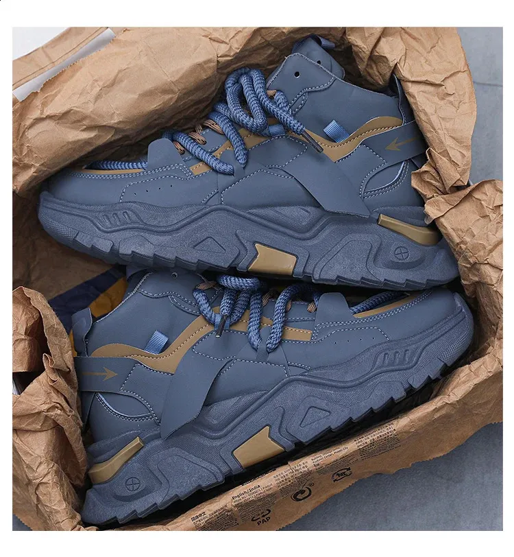 Chunky Dad Sneakers Men Breathable Lace-up Platform Running Shoes_voghion.com