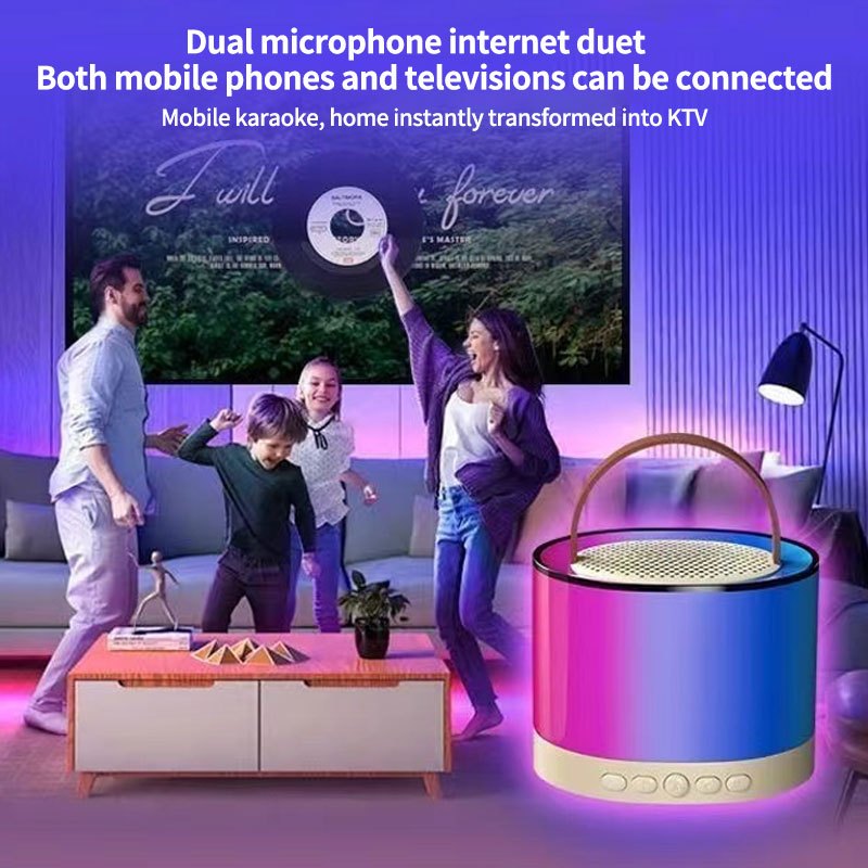 K12 Mini Karaoke Altoparlante audio wireless Microfono Bluetooth KTV portatile per la casa con 1 microfono_voghion.com