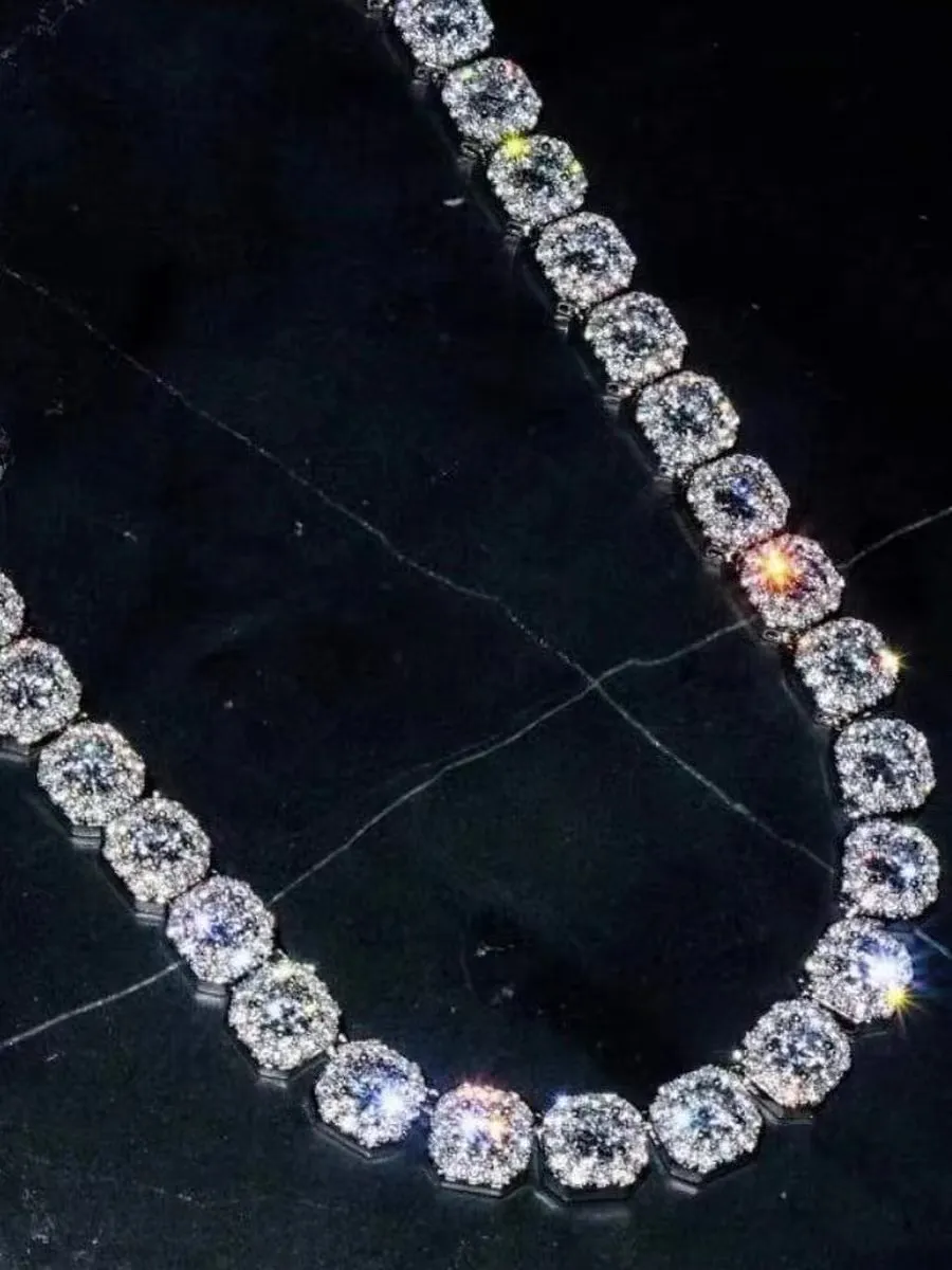 Necklace bracelet Moissanite Diamond Custom Vvs Cuban Link S Sier 8mm 12mm Large Tennis Chain Solid Back Hiphop_voghion.com