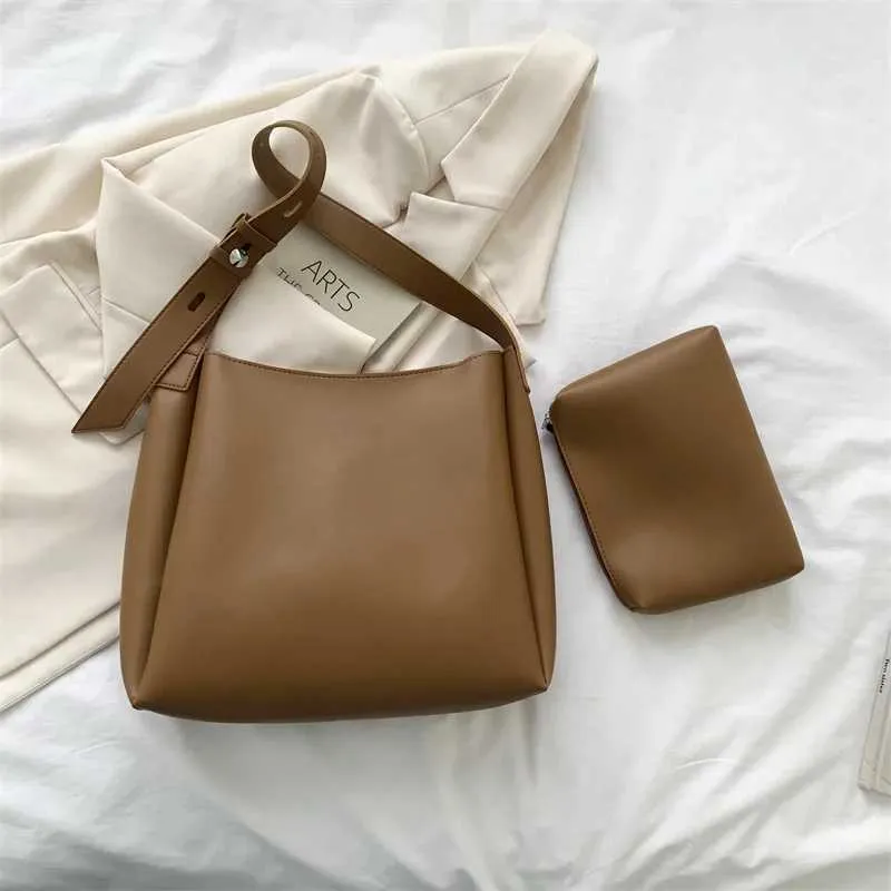 Sac à main et portefeuille en cuir tendance 2024 pour femme, simple, grande capacité, bandoulière, Y241011_voghion.com