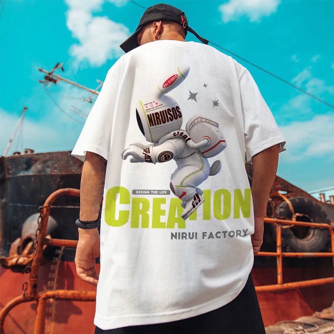 M-8XL Abito estivo da uomo con maglietta a mezza manica allentata corta stampata di marca hip-hop cinese-chic_voghion.com