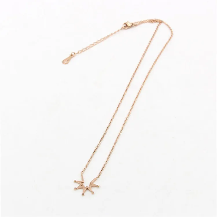 Collane con ciondolo YUN RUO 2022 Arrivo Oro rosa Colore Moda Forma del sole Collana Set Titanio Acciaio Donna Gioielli Regalo_voghion.com