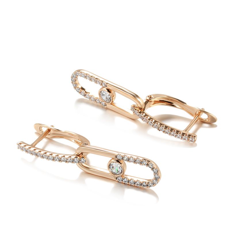 Orecchini da donna in zircone retrò alla moda, in oro rosa 585, con confezione indipendente, con celebrità nette_voghion.com
