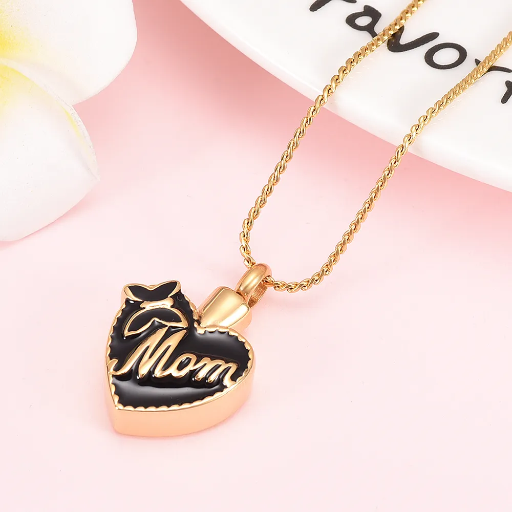 Always In My Heart Memorial Urns Cremation Jewelry Pendant Necklaces For Ashes Mom Women Girls Chains_voghion.com