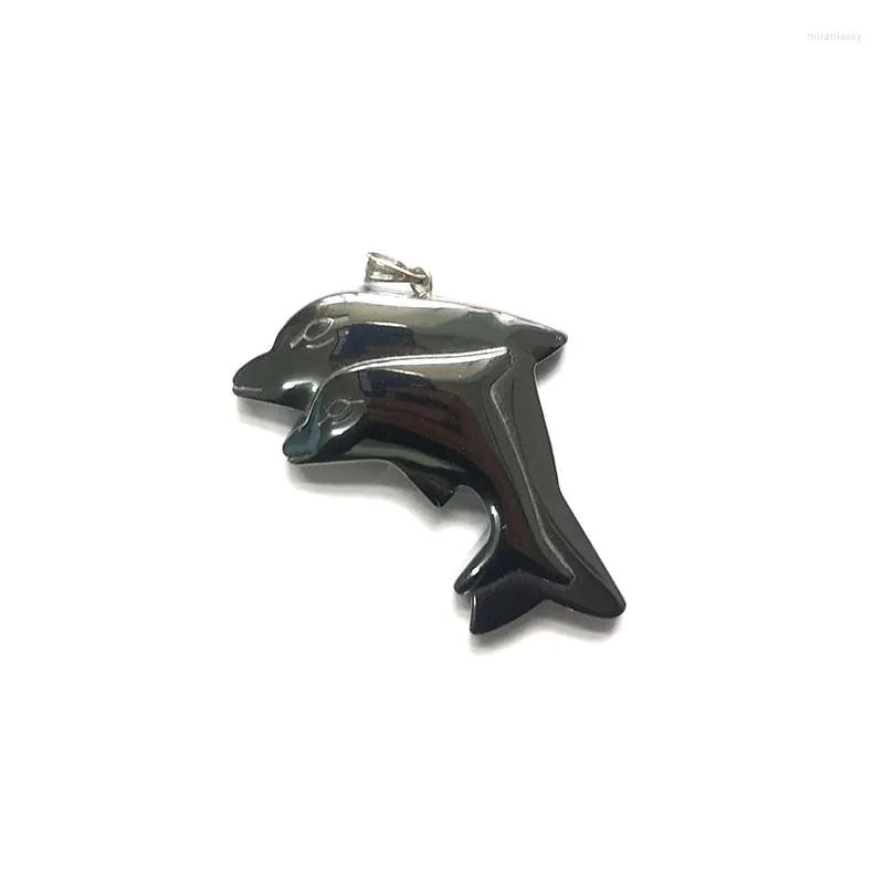 Collares colgantes de piedra natural, hematita negra, pez, delfín, estrella de mar, dijes, pulseras, brazaletes, accesorios de bricolaje_voghion.com