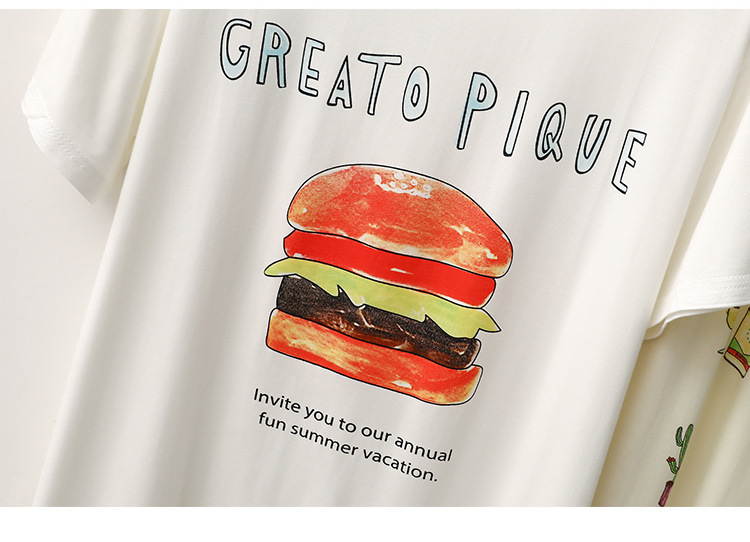 Nachtwäsche für Damen Modaler Pyjama für Damen, Burger, Eiscreme, kurzärmelige Hose, süße Heimkleidung_voghion.com