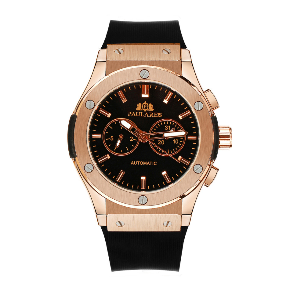 nical Multifunctional Luminous Rose Gold Tape Men's AUTOMATIC WATCH_voghion.com