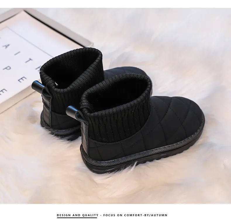 Barnsockor Snö Flickor Korta Ankelstövlar Barn Söta Sömnad Höst Vinter Varma Bomullsplyschskor För Pojkar Unisex PU_voghion.com