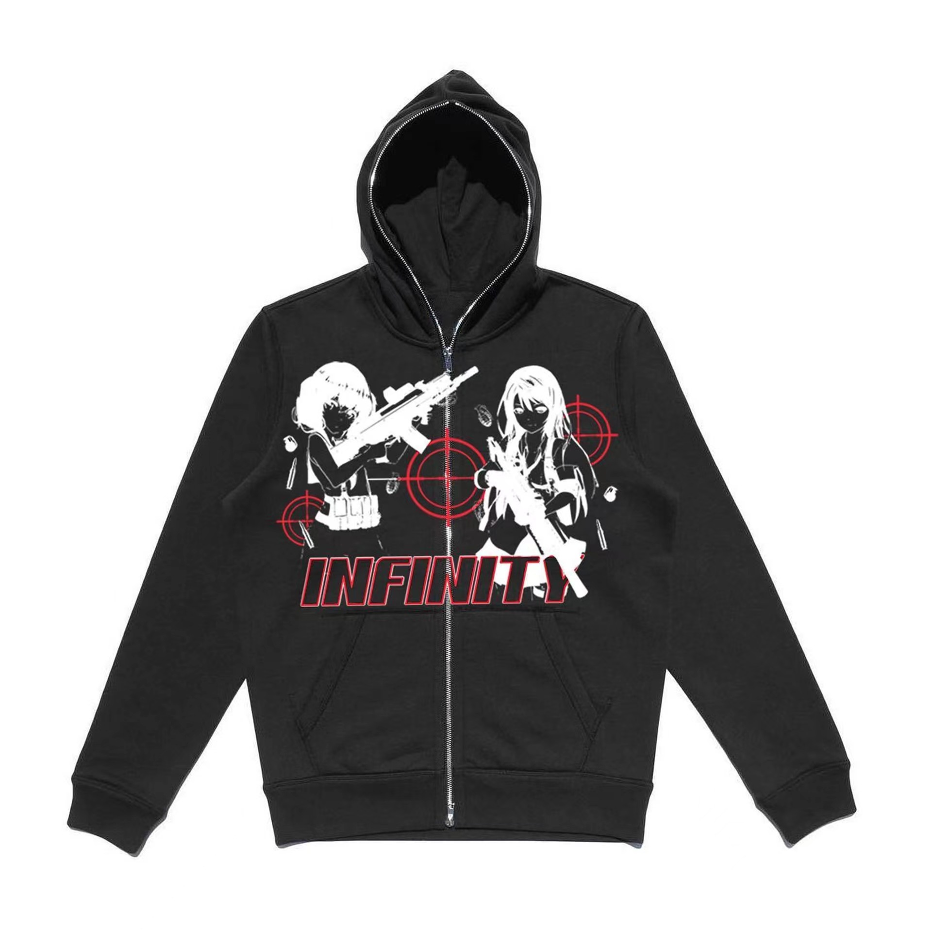 Herrenbekleidung dunkle Sweatshirts für Männer und Frauen Hoodies Gothic Paar Harajuku große Größe Gun Girl Print Reißverschluss Sweatshirt_voghion.com