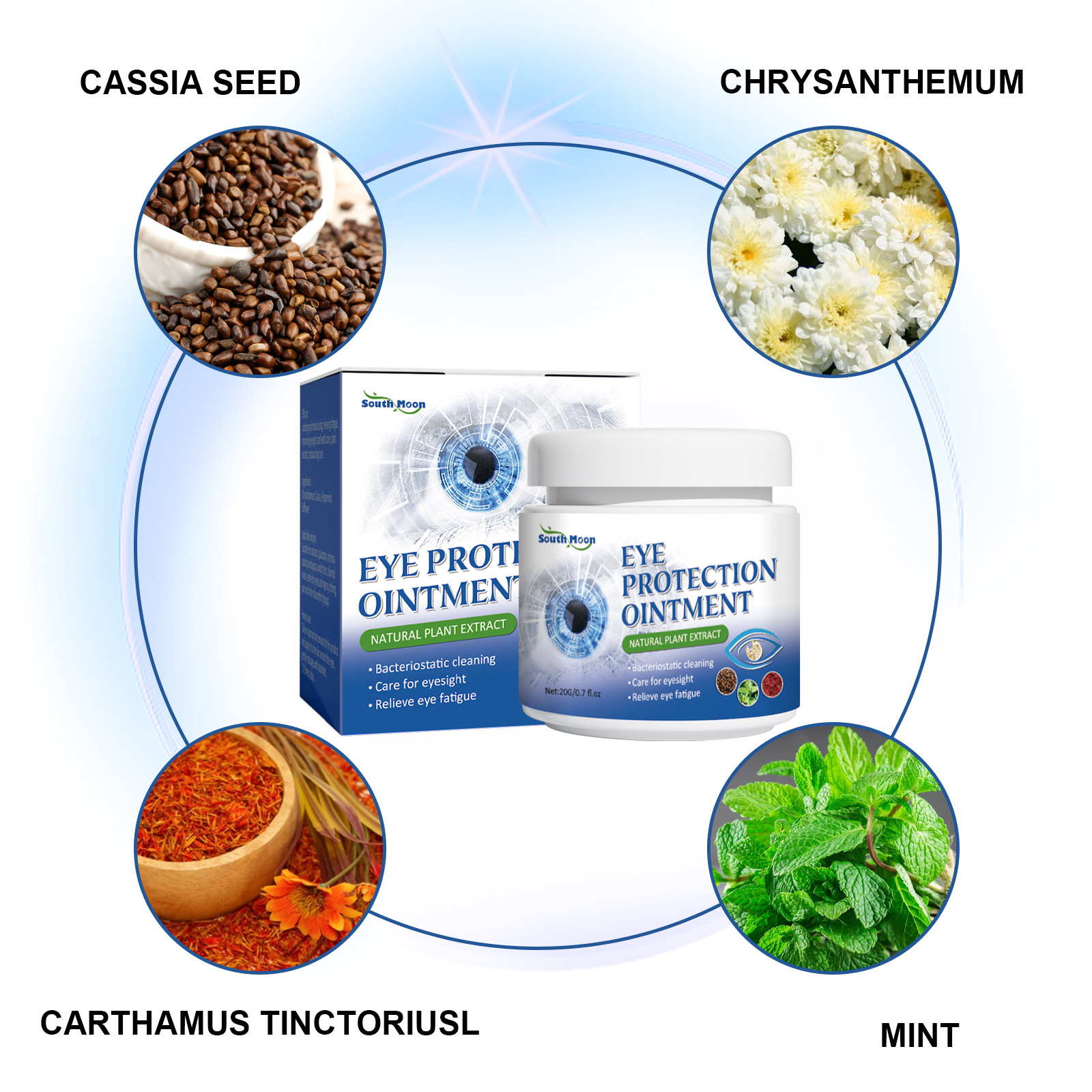 Crema hidratante suave para el contorno de ojos South Moon Repairs Pain, Fatiga, Sequedad y Luminosidad_voghion.com