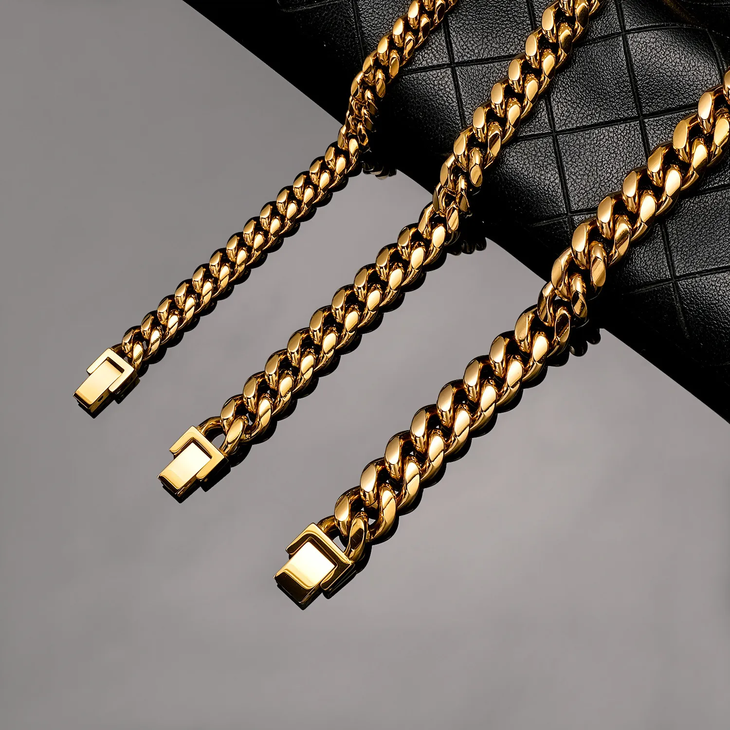 8mm-14mm Hip Hop Sainless Seel Miami Cuban Link Kette Halskette Voll 5A Zirkon Verschluss Gold Plaed Zubehör Schmuck_voghion.com