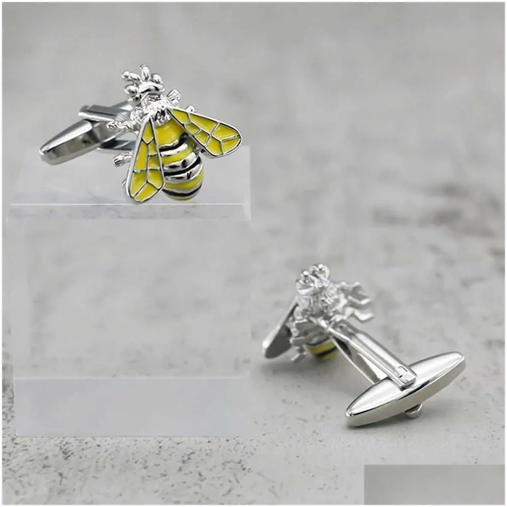 Gemelli da polso a forma di ape in metallo per camicia uomo_voghion.com