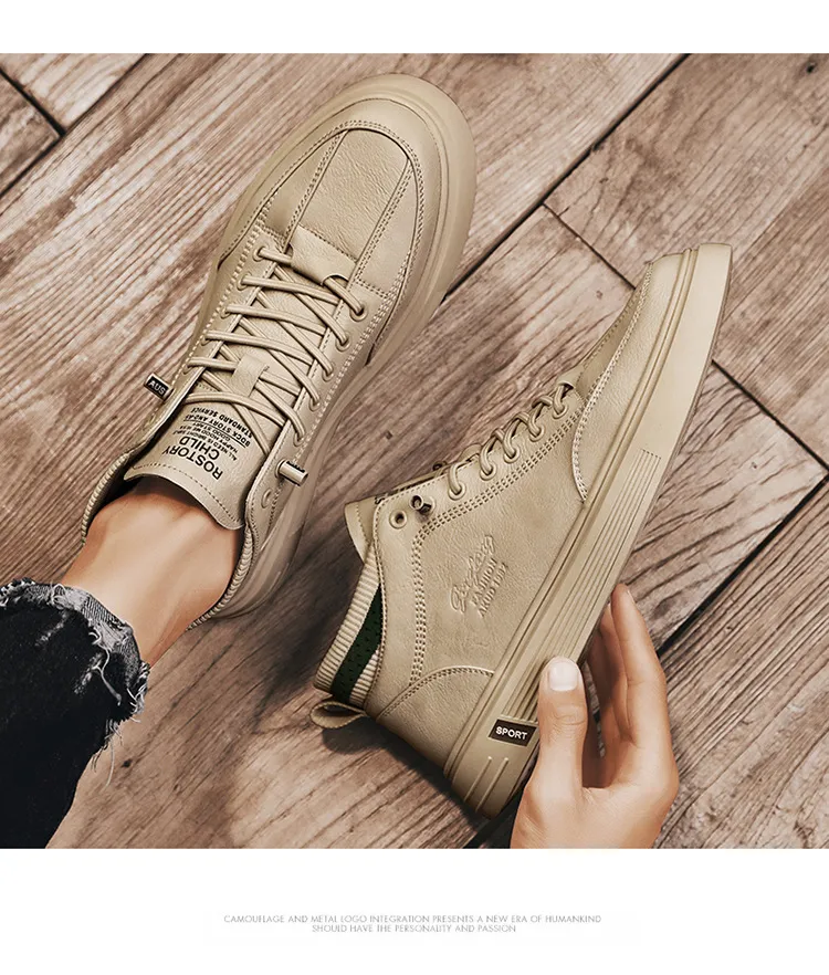 Męskie buty codzienne ze skóry wygodne sportowe sneakersy męskie_voghion.com