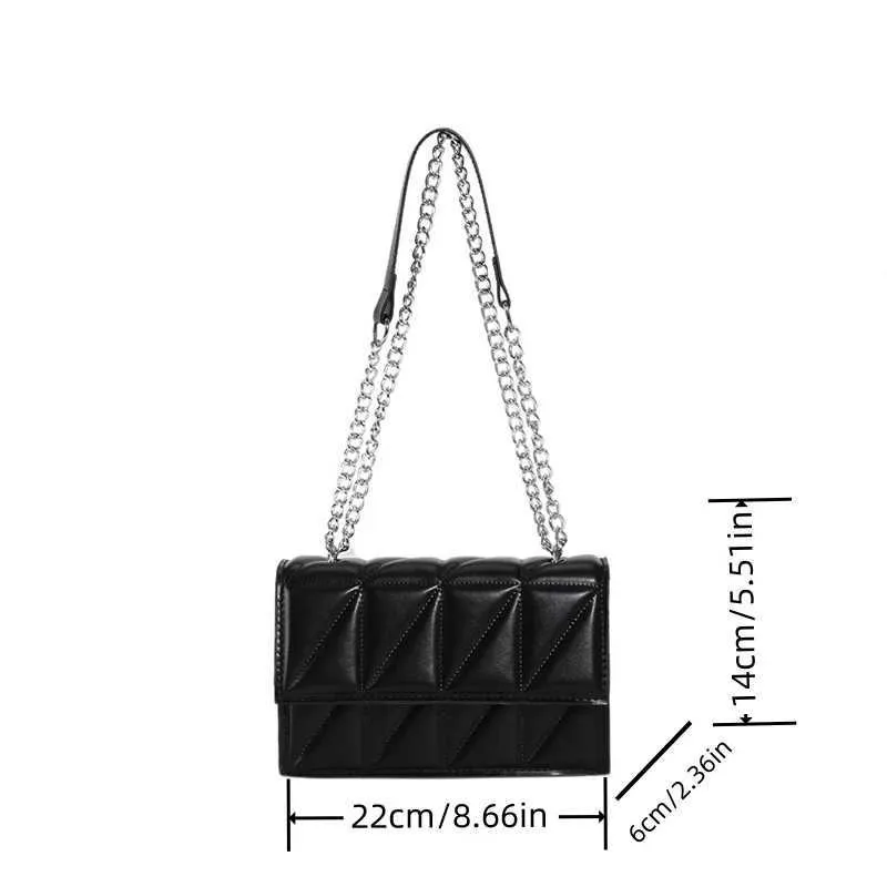 Kleine quadratische Tasche mit Achselketten-Motiv, stilvolle Umhängetasche mit einem Schulterriemen, Ba241216C241217_voghion.com