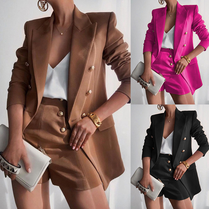 Ensemble deux pièces pour femme, manteau décontracté, short, tempérament