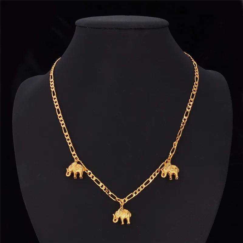 Collier tendance en forme d'éléphant pour femme, bijou tendance, chaîne Figaro, couleur or, breloque, N114_voghion.com