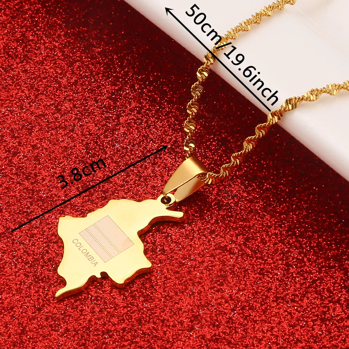 Collane con ciondolo in acciaio inossidabile Colombia Mappa Collana di donne colombiane Catena di gioielli_voghion.com