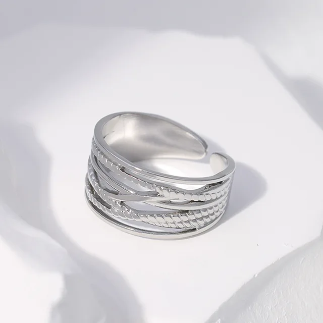 Anelli in acciaio inossidabile alla moda per donne e uomini, colore oro, larghi anelli irregolari cavi, per fidanzamento, matrimonio, festa, gioielli_voghion.com