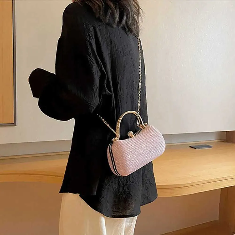 Sac à main de soirée Flash pour femme avec poignée supérieure en métal et bandoulière carrée, sac à chaîne Y241019_voghion.com