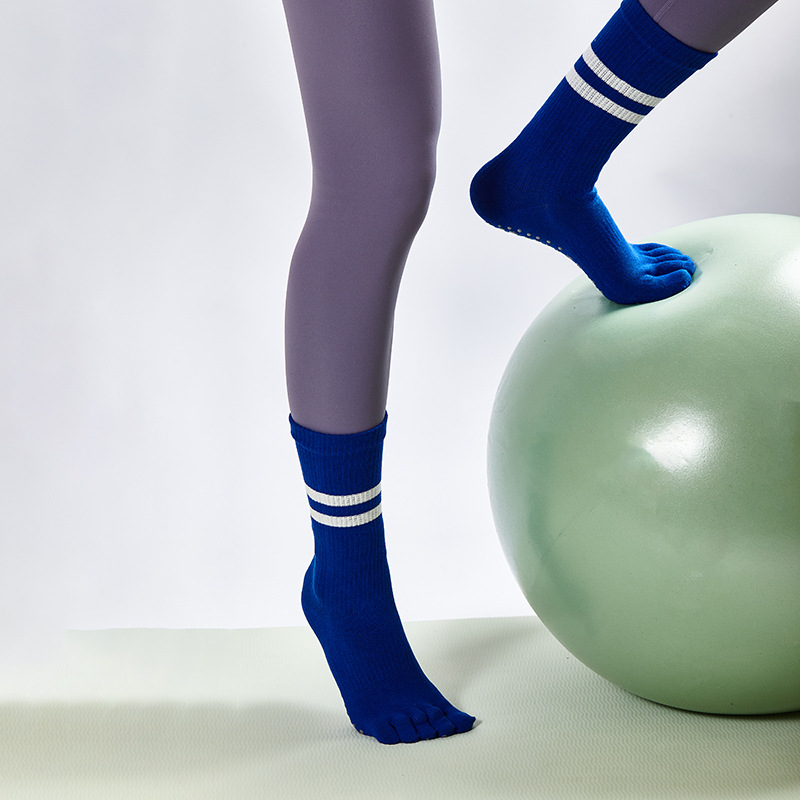 Chaussettes de yoga unisexes pour femmes, chaussettes professionnelles antidérapantes pour orteils, chaussettes d'intérieur Pilates à cinq doigts_voghion.com