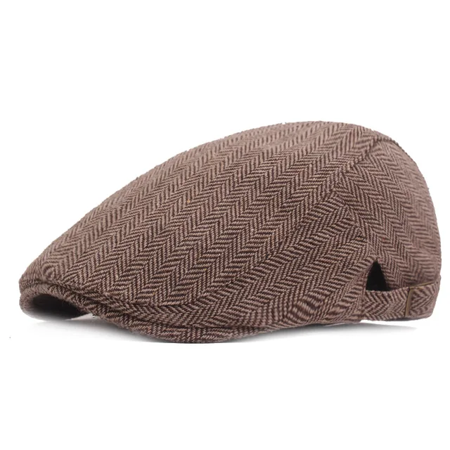 Mode Newsboy Männer Frühling Herbst Vintage Fischgrät Casual Streifen Baskenmütze Gatsby Flache Hut Schirmmütze Einstellbar_voghion.com