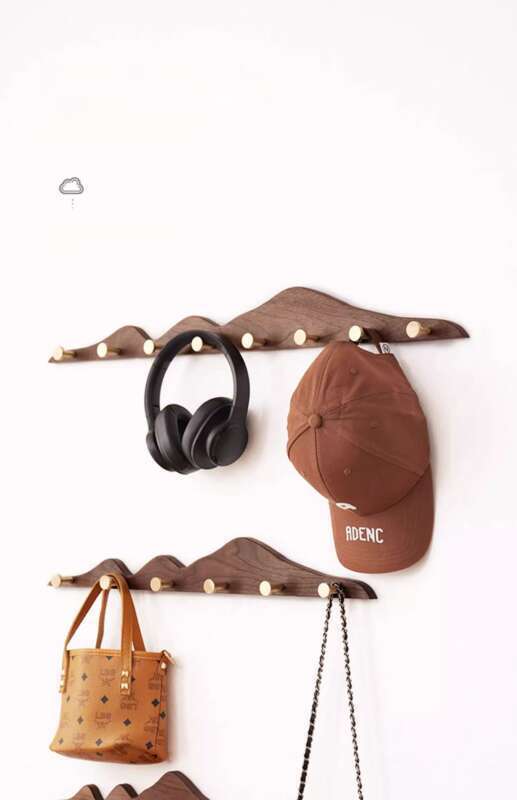 【 42000 People's Collection 】 Solid Wood Clothes No Punching Brass Long Row Hooks, Fitting Room Wardrobe, Entrance, Coat_voghion.com