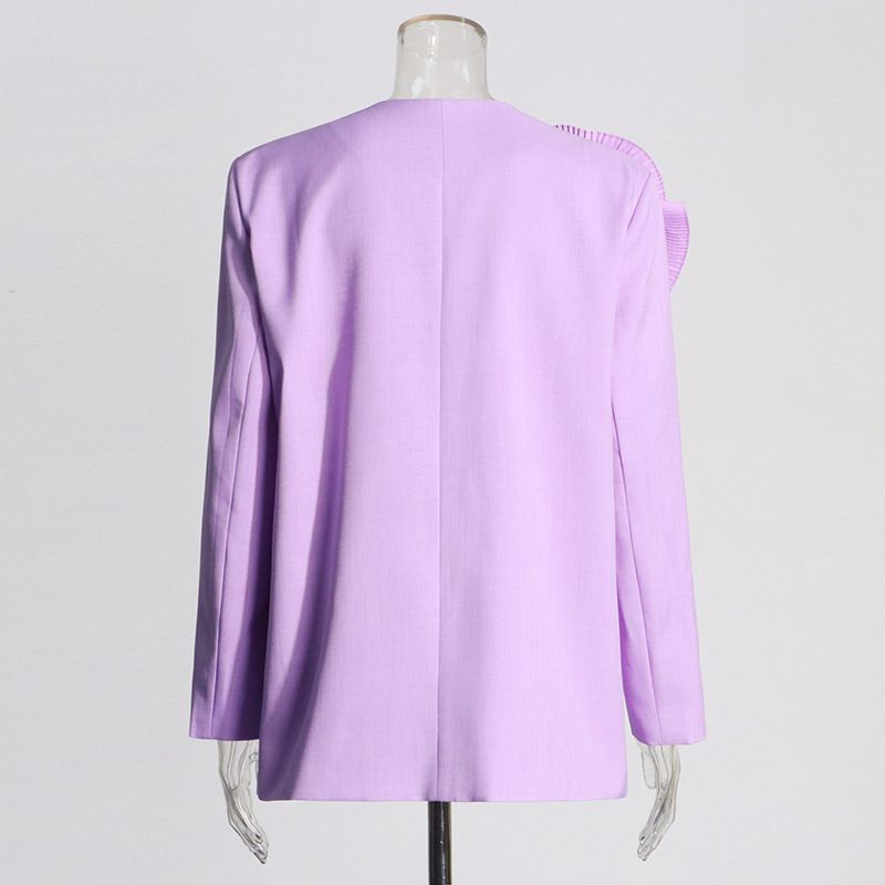 Women's Clothing Temperamental commuting one button V neck 2024 new design sense splicing three dimensional large plate_voghion.com