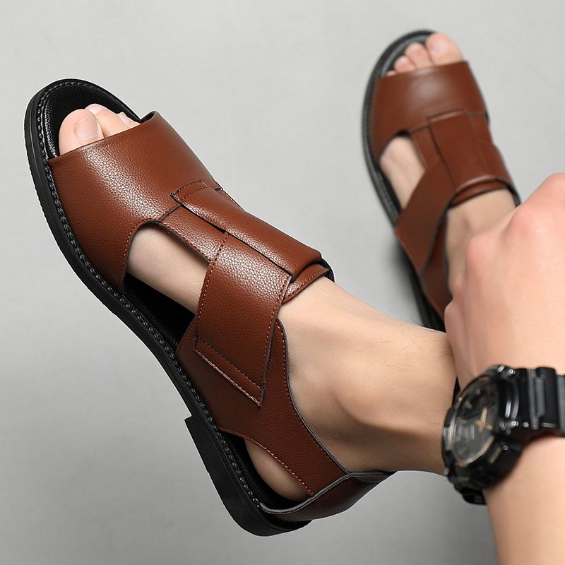 Men's Roman Sandals 2023 New Summer Open Toe Breathable Cowhide Casual Vieamese Slippers Outdoor Beach Shoes Size 47_voghion.com