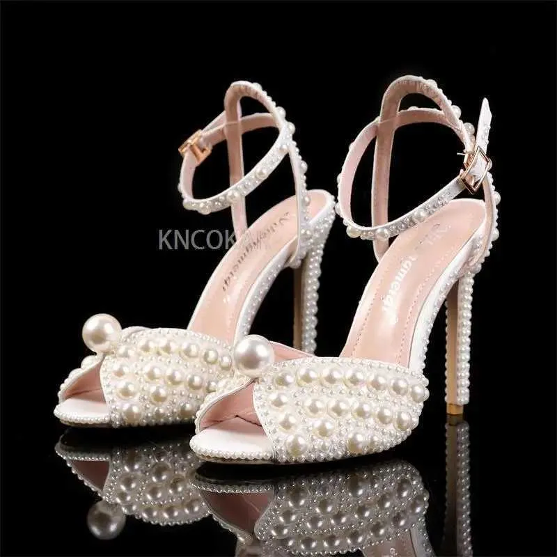 Dress 2023 Sandals Fashion Quality Wedding Shoes Womens New Pearl Studs Open Toe High Heels H240621 16_voghion.com