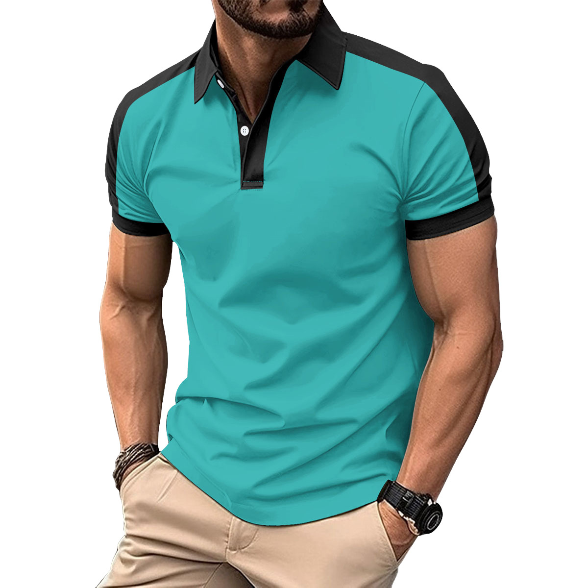 Herr polotröja sommar casual kortärmad med krage enfärgad_voghion.com