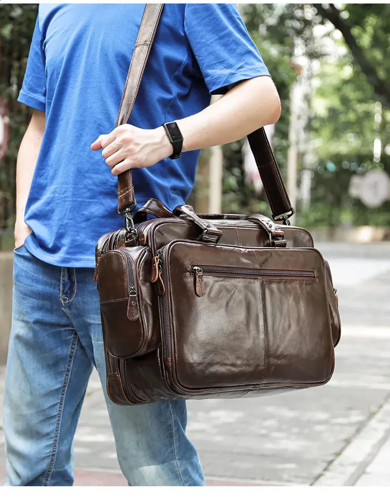 Herren Aktentasche Aus Echtleder Für Laptop Und Business_voghion.com