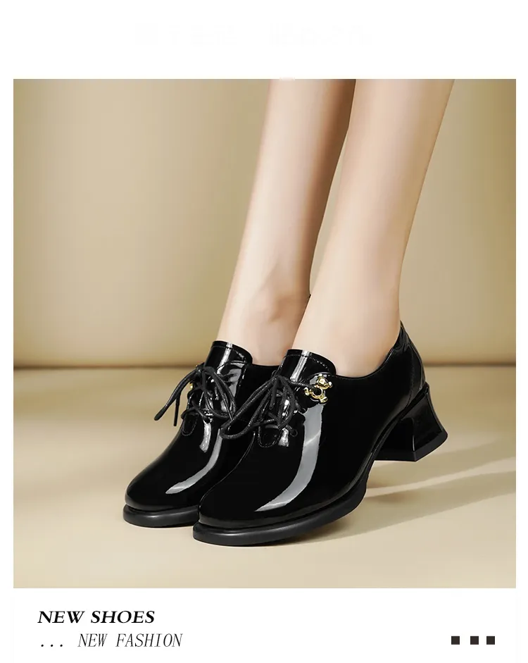 Dress AIYUQI Genuine Leather 2024 Fall Round Quality Head New Ladies Office Shoes British Lace Up Women Loafers Fd54_voghion.com
