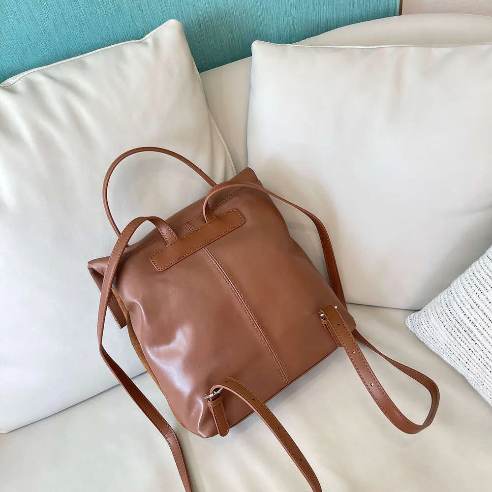 Sac à dos rétro décontracté pour femme, nouvelle collection automne-hiver, multicouches, en daim mat + cuir de vache fendu, pour les déplacements quotidiens_voghion.com